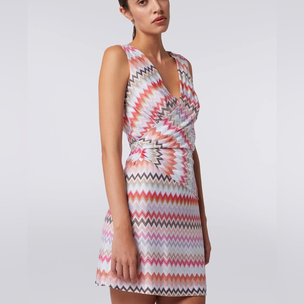 Missoni zig zag chevron v neck mini dress - Picture 2 of 8